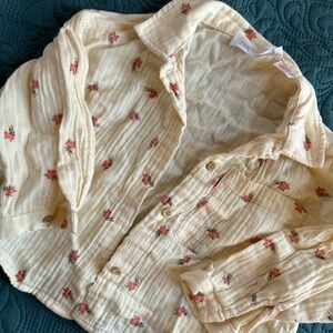 Zara Beige Floral Print Shirt